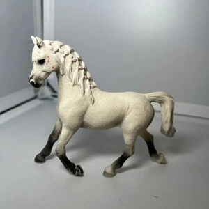 SCHLEICH Horse White Arabian Mare Pink Braids Figure